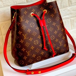 LV RED BUCKET BAG